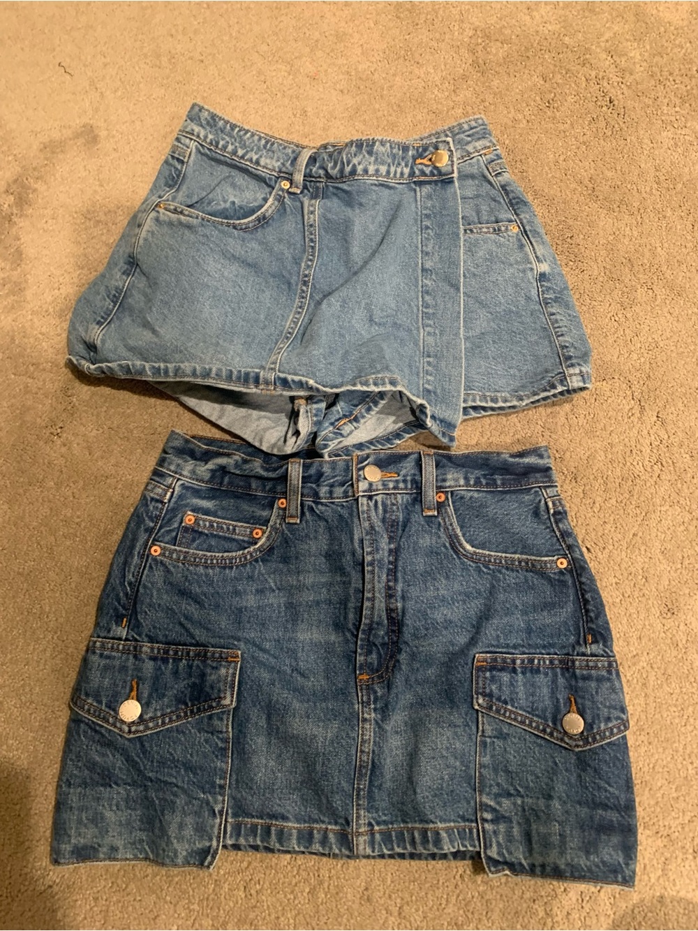 Denim Mini Skirt - Light & Medium Blue